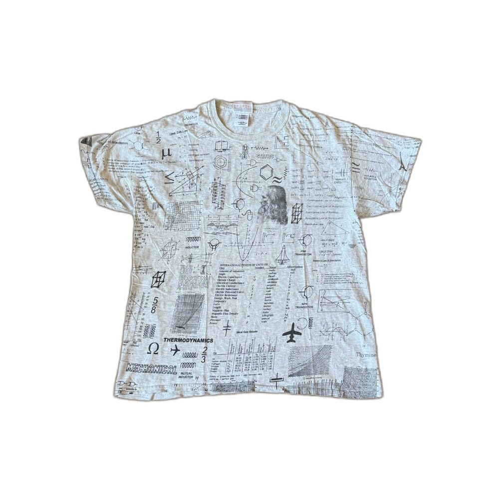 COMPUTER GEAR SCIENCE FORMULA ALL OVER PRINT VINTAGE T-SHIRT LARGE